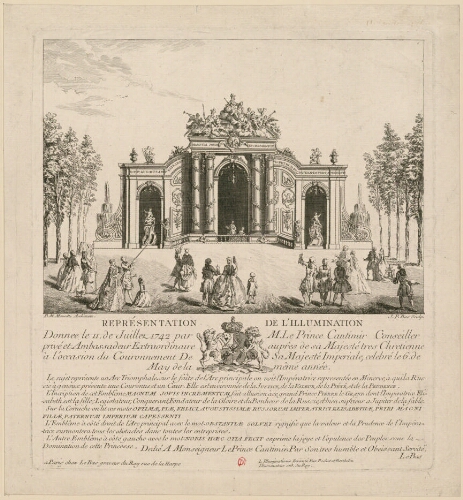 Représentation de l'illumination donnée le 11 de Juillet 1742 par M. le Prince Cantimir [...] célébré le 6 de mai de la même année