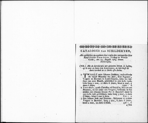 Catalogus van Schilderyen alle geschildert en nagelaten door wylen den vermaarden Heer Kunstschilder Petrus Snyers [...] : [vente du 23 août 1763]