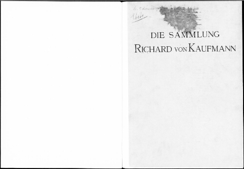 Sammlung Richard von Kaufmann Berlin [I. Band] […] : [vente du 4 décembre 1917]