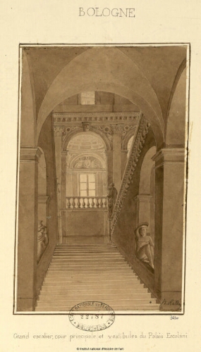 Bologne, grand escalier, cour principale et vestibule de Palais Ercolani