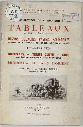 Collection d'un amateur ; Tableaux du XIXe siècle et art contemporain [...] : [vente du 11 mai 1943]