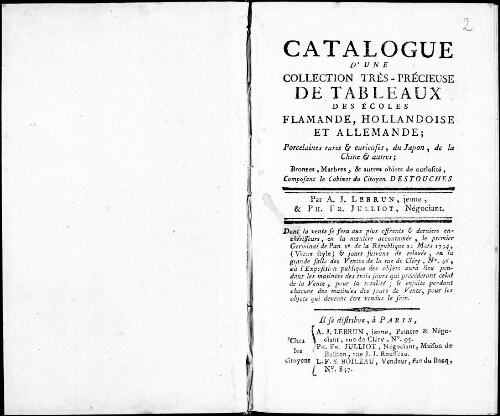 Catalogue d'une collection très-précieuse [...] : [vente du 21 mars 1794]