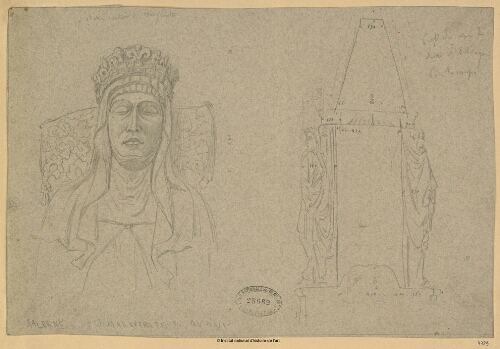 Salerne, Tombeau de Marguerite de Durazzo [: tête et détails architecturaux]