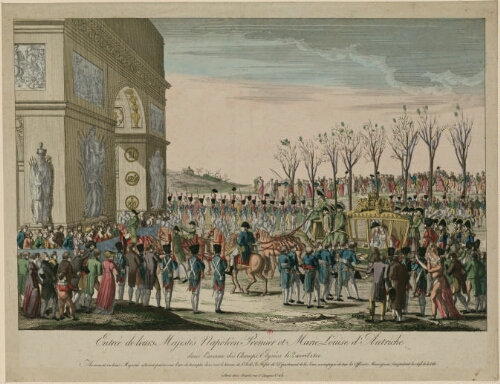 Entrée de leurs Majestés Napoléon Premier et Marie Louise d'Autriche dans l'Avenue des Champs Elysées le 2 avril 1810