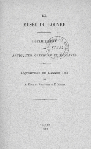 Acquisitions pour l'année 1899