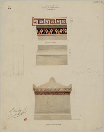 Girgenti 1830, sarcophage antique trouvé à Girgenti, autrefois Agrigente