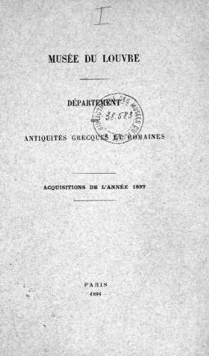 Acquisitions pour l'année 1897
