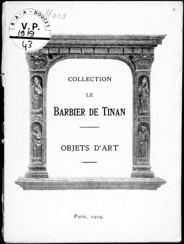 Catalogue des objets d'art, bois sculptés [...] : [vente des 7 et 8 mars 1919]