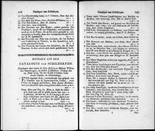 Extract iut een Catalogus van Schilderyen nagelaaten door wylen de Heer Solliciteur Militair Willem van Haansbergen [...] : [vente du 19 juin 1755]