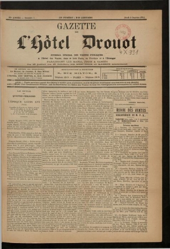 Gazette de l'Hôtel Drouot. 31 : 1911