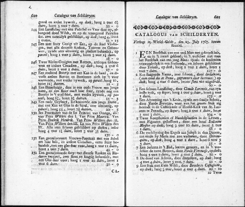 Catalogus van Schilderyen [...] : [vente du 23 juillet 1767]