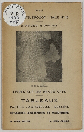 Livres sur les beaux-arts, tableaux [...] : [vente du 16 juin 1943]