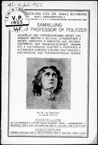 Sammlung Hofrat Professor Dr. Politzer, Aquarelle und Handzeichnungen Wiener und anderer Meister [...] : [vente du 12 au 14 juin 1922]