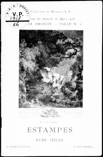 Catalogue des estampes du XVIIIe siècle […] : [vente du 16 mars 1918]