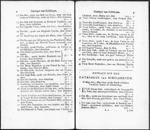 Extract uit een Catalogus van Schilderyen [...] : [vente du 3 mai 1729]
