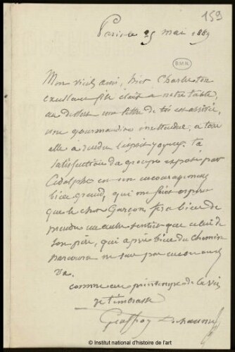 Lettre à Jean-Louis-Ernest Meissonier, 25 mai 1889