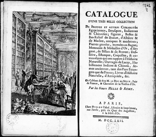 Catalogue d'une très belle collection de bronzes et autres curiosités égyptiennes, étrusques, indiennes et chinoises [...] : [vente du 8 mars 1762]