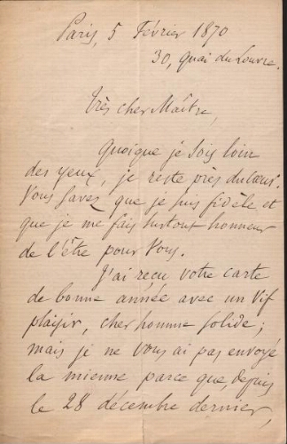 Lettre de Théophile Silvestre