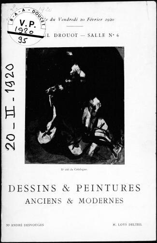 Catalogue des dessins et peintures anciens et modernes par ou attribués à Anquetin, Berthault [...] : [vente du 20 février 1920]