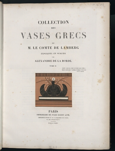 Collection des vases grecs de Mr. le Comte de Lamberg. Tome 2