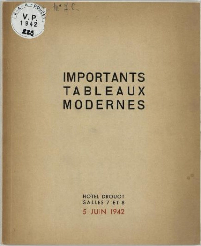 Tableaux modernes par Pierre Bonnard, André Derain, Raoul Dufy [...] : [vente du 5 juin 1942]