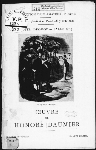 Catalogue des lithographies de Honoré Daumier [...] : [Vente du 6 et 7 mai 1920]