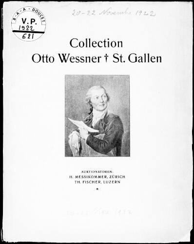 Collection Otto Wessner, St. Gallen : [vente du 20 au 22 novembre 1922]