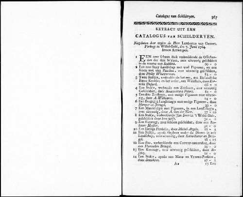 Extract iut een Catalogus van Schilderyen nagelaten door wylen de Heer Lambertus van Gemert [...] : [vente du 7 juin 1764]