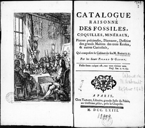 Catalogue raisonné des fossiles, coquilles, minéraux [...] qui composent le cabinet de feu M. Babault  : [vente du 24 janvier 1763]