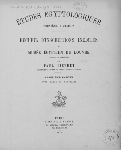 Recueil d'inscriptions inédites du musée égyptien du Louvre