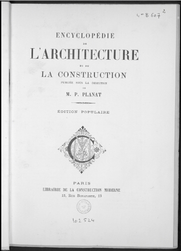 Encyclopédie de l'architecture et de la construction. AR