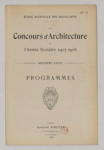 Concours d'architecture de l'année scolaire 1907-1908