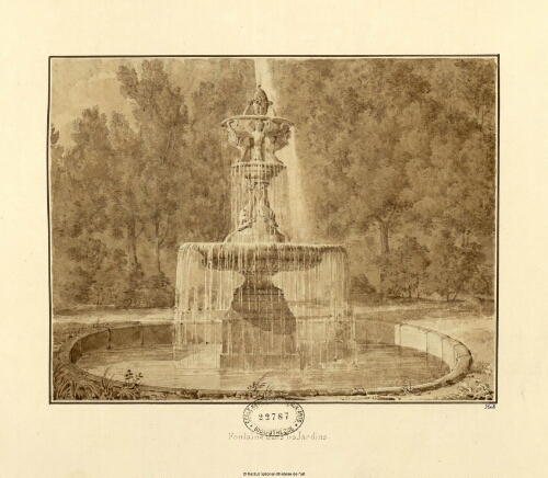 Fontaine dans les jardins [Villa Albani à Rome ?]