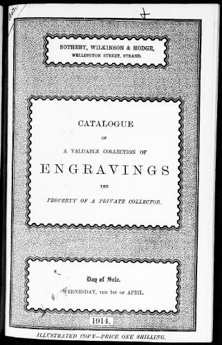 Catalogue of a valuable collection of engravings [...] : [vente du 1er avril 1914]
