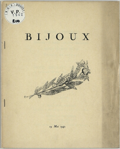 Bijoux : [vente du 29 mai 1942]