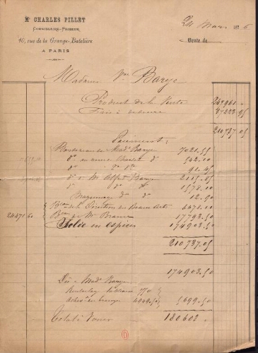 Documents relatifs à la vente de février 1876