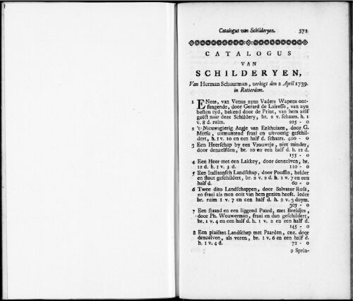 Catalogus van Schilderyen van Herman Schuurman [...] : [vente du 2 avril 1739]