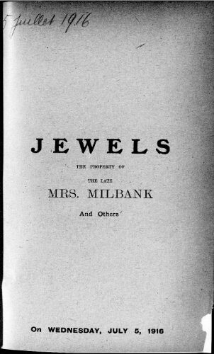 Catalogue of jewels […] : [vente du 5 juillet 1916]