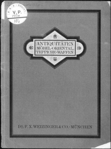 Antiquitäten Möbel, oriental Teppiche, Waffen [...] : [vente du 22 mars 1920]