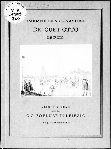 Handzeichnungs-Sammlung Dr. Curt Otto, Leipzig : [vente du 7 novembre 1929]