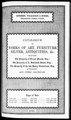 Catalogue of works of art, comprising Greek, Roman and Egyptian antiquities [...] : [vente du 22 mai 1916]