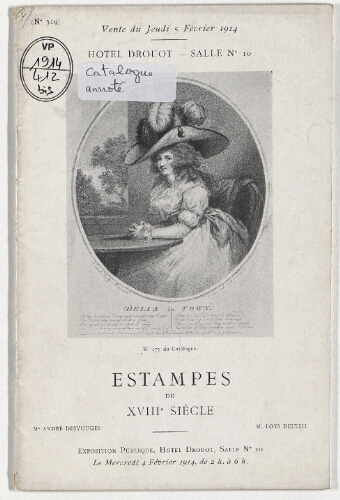 Catalogue des estampes du XVIIIe siècle imprimées en noir et en couleurs [...] : [vente du 5 février 1914]