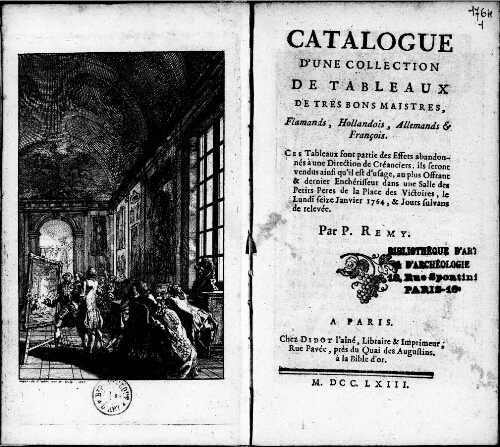 Catalogue d'une collection de tableaux de très bons maîtres flamands, hollandais, allemands et français [...] : [vente du 16 janvier 1764]