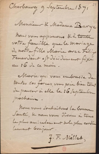 Lettre de Jean-François Millet