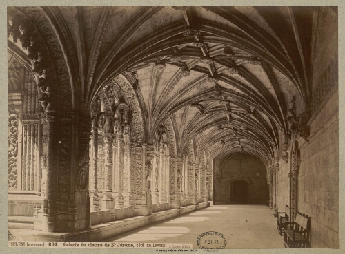 Belem (Portugal). Galerie du cloître de St Jérôme, côté du Levant