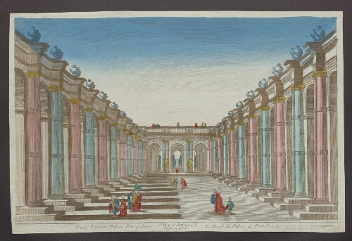 Facies exterior Palacii Petropolitani. 15ème vue d'optique représentant le profil du Palais de Petersbourg. Loyer sculp