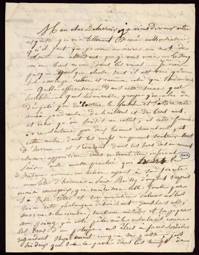 Quatre lettres autographes signées de Louis Boulanger à Eugène Delacroix