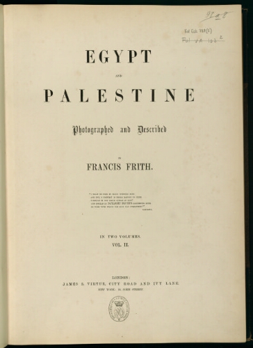 Egypt and Palestine. Volume II