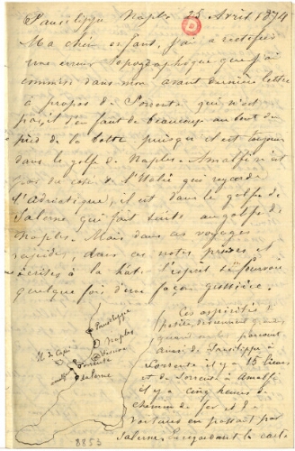 Lettre de Charles-François Marchal à sa mère, 25 avril 1874