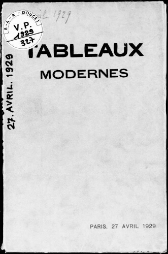 Tableaux modernes [collection S. G.] : [vente du 27 avril 1929]